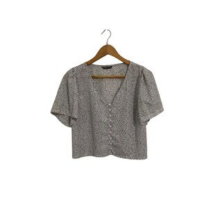 SHEIN Women's Black and White Polka Dot Top